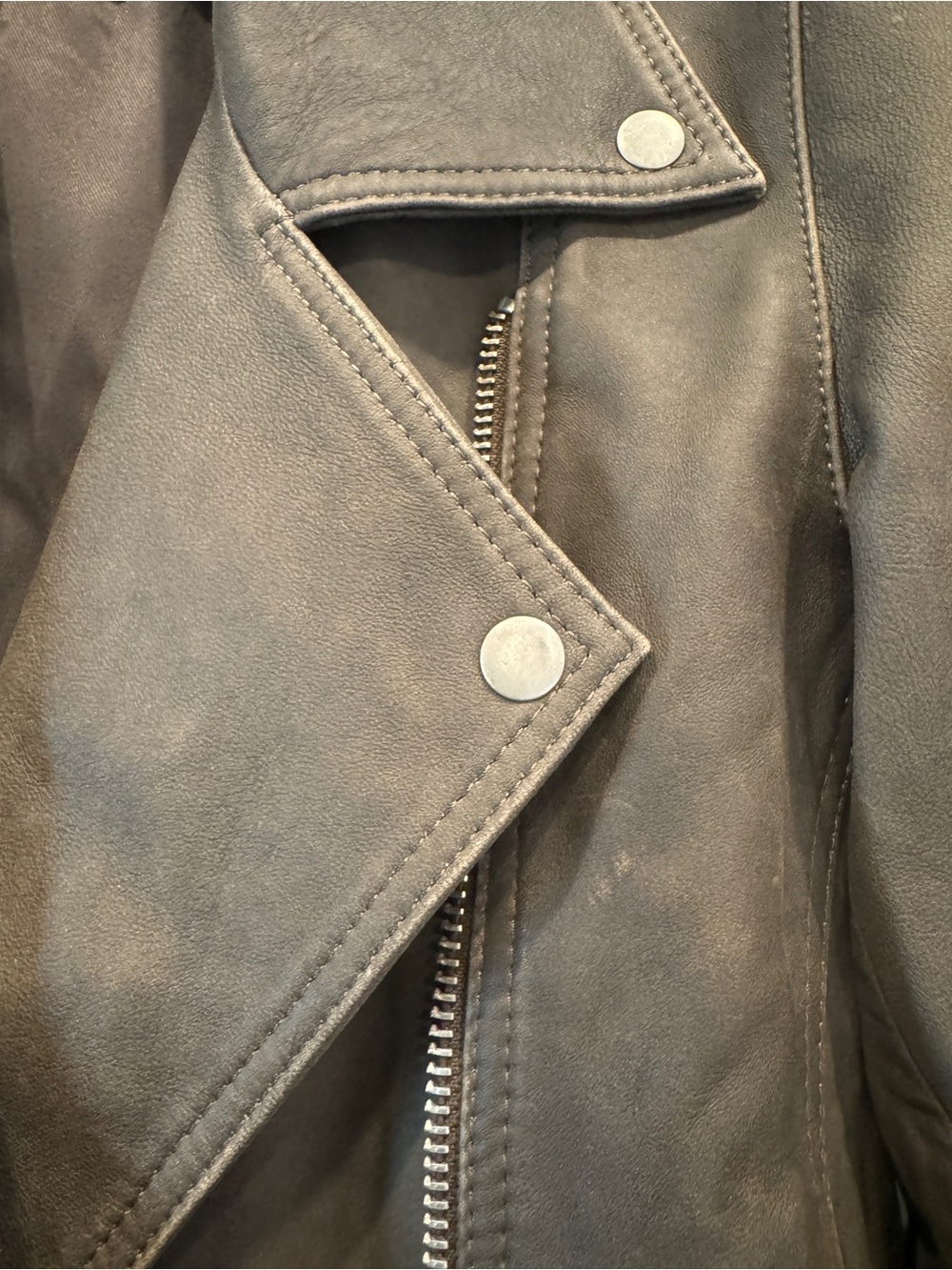 Quince 100% Leather Oversized Moto Biker Jacket Distressed Brown XS - Picture 7 of 11